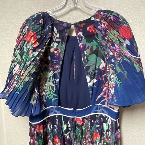 Karen Millen Pleated Detail Woven Floral Mixed Midaxi Dress Size 12 New - Picture 8 of 16